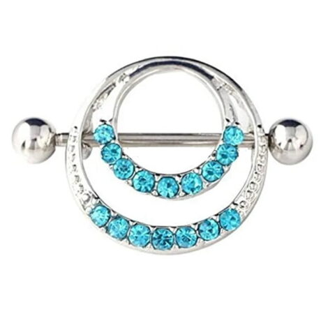Crystal Paved Double Circles Nipple Ring - Image 3