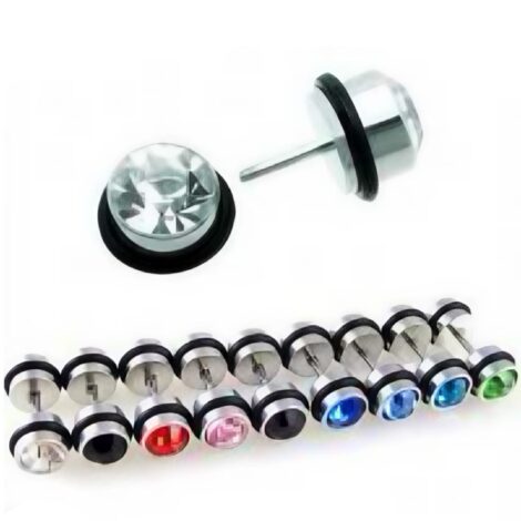 Cheater Fake Plug Pairs with Double Crystal Gems and O-Rings - Image 2