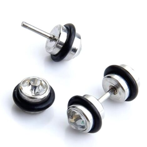 Cheater Fake Plug Pairs with Double Crystal Gems and O-Rings - Image 3