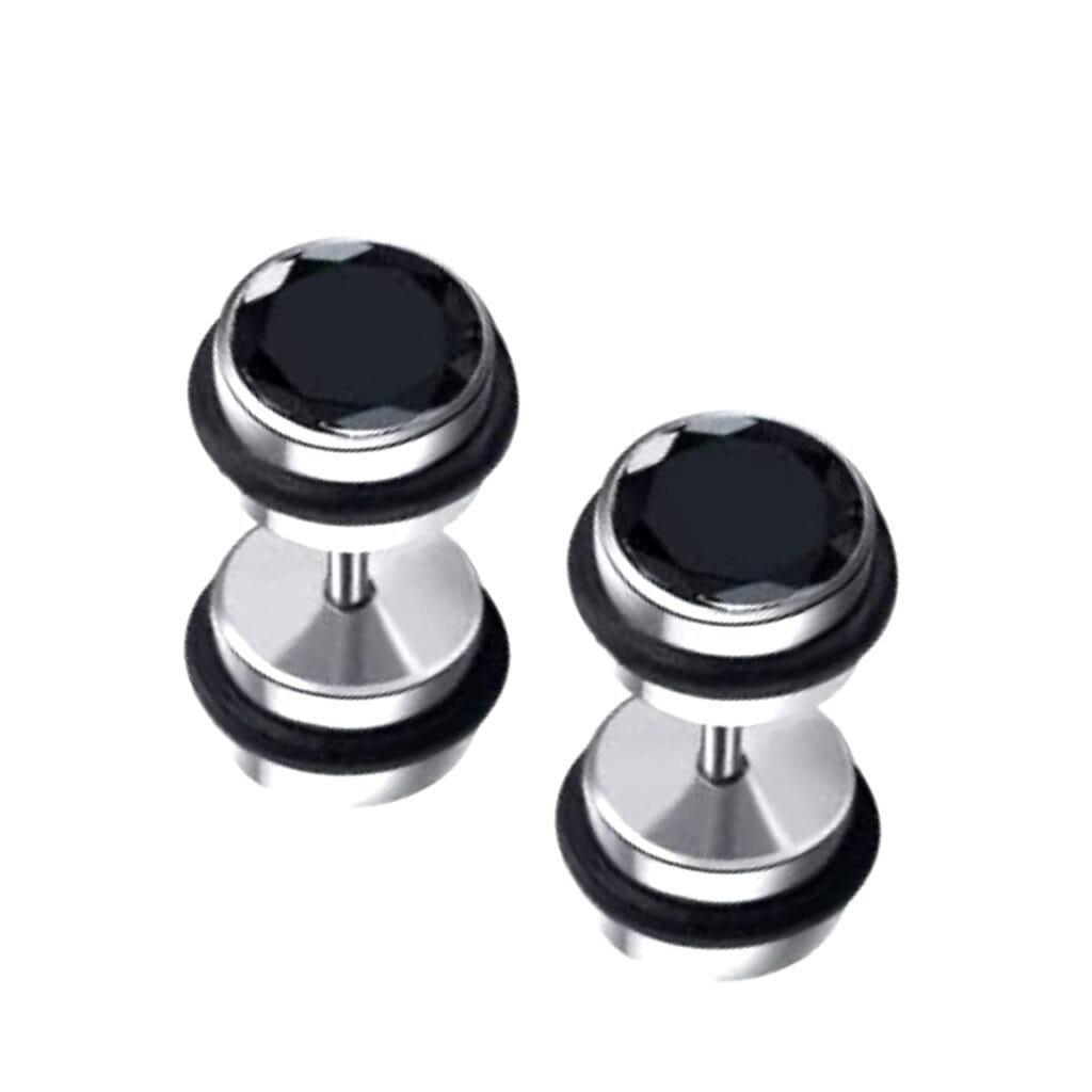Cheater Fake Plug Pairs with Double Crystal Gems and O-Rings