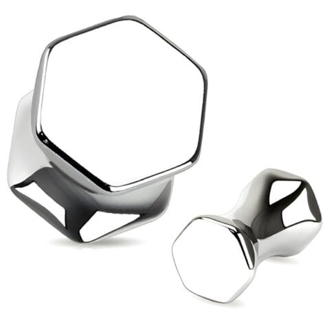 316L Surgical Steel Hexagonal Surface Saddle Plug Pairs