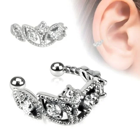 Cartilage/ Helix Ear Cuff Non Piercing Marquis Design W/ CZ