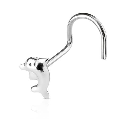 .925 Sterling Silver Dolphin Top Nose Screw