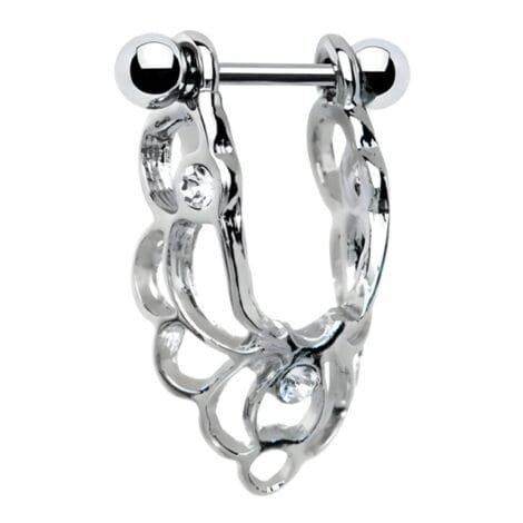 Helix Cartilage Ear Cuff with Looped Triple CZ Shield