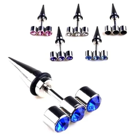 Cheater Taper Pairs with Triple CZ Gem Row and O-Rings