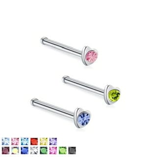 Crystal Set Heart Top Nose Bone Stud