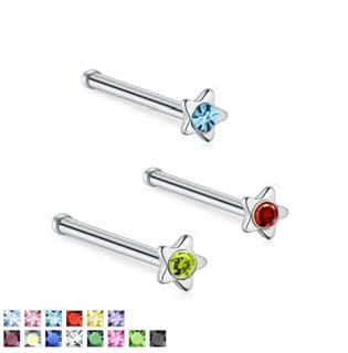 Crystal Set Star Top Nose Stud Bone
