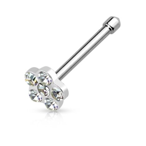 18G/ 20G 316L Surgical Steel Multi Gem Flower Nose Stud - Image 3