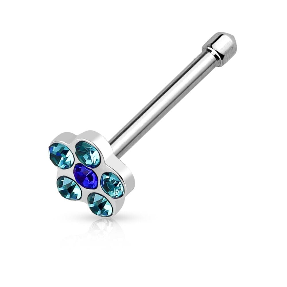 18G/ 20G 316L Surgical Steel Multi Gem Flower Nose Stud