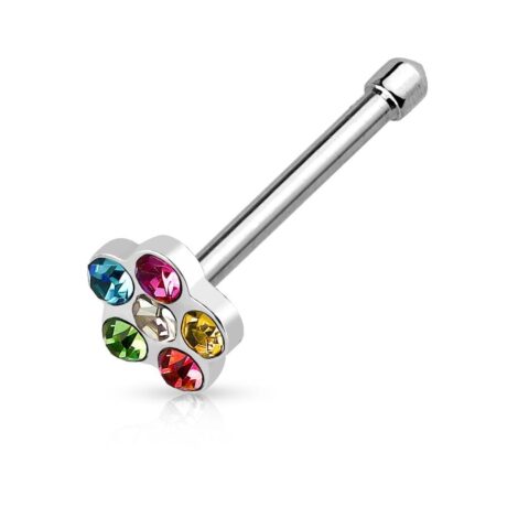 18G/ 20G 316L Surgical Steel Multi Gem Flower Nose Stud - Image 6