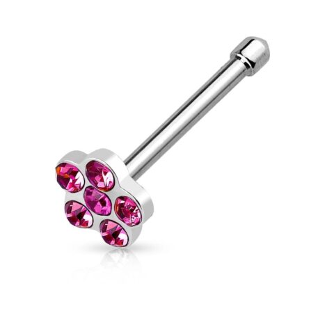 18G/ 20G 316L Surgical Steel Multi Gem Flower Nose Stud - Image 4