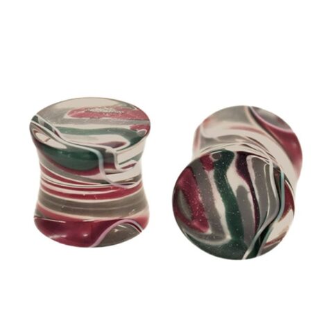Acrylic Multi Coloured Marbled Saddle Plug Pairs - Image 7