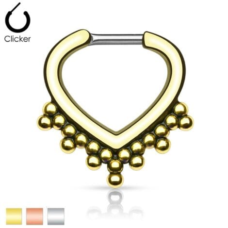 Septum Daith Clicker Simple Beaded Row Nose Ring