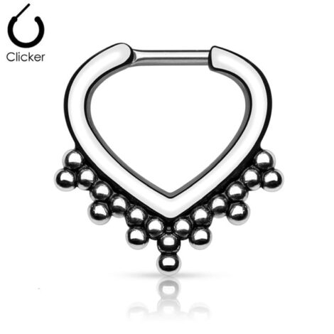 Septum Daith Straight Clicker Simple Beaded Row Nose Ring - Image 3