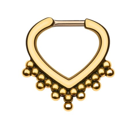 Septum Daith Straight Clicker Simple Beaded Row Nose Ring - Image 2