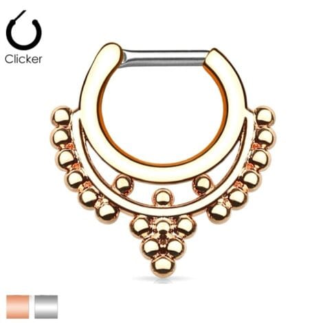 Septum Clicker Hinged Goddess Beaded Collar Nose Ring
