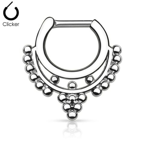 Septum Clicker Hinged Goddess Beaded Collar Nose Ring - Image 2