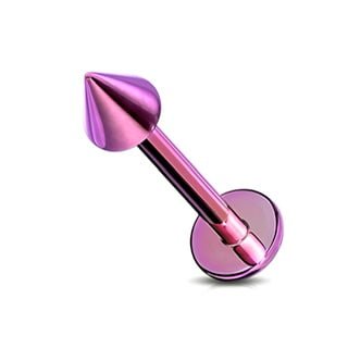 Cone Labret Flat Back Stud with Cone, PVD Colours Cartilage Tragus - Image 10