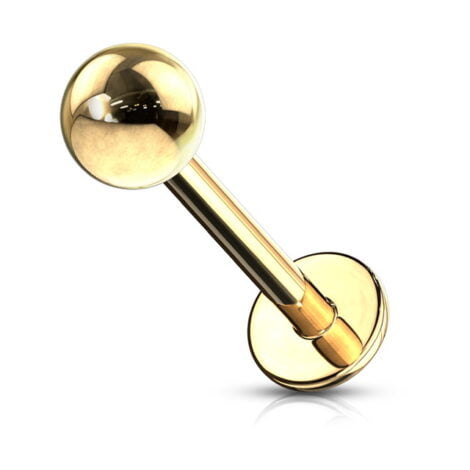 Ear Cartilage Flat Back Labret Stud with Ball Top in Gold