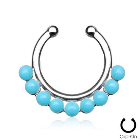 Septum Hanger Single Line Turquoise Non Piercing Nose Ring