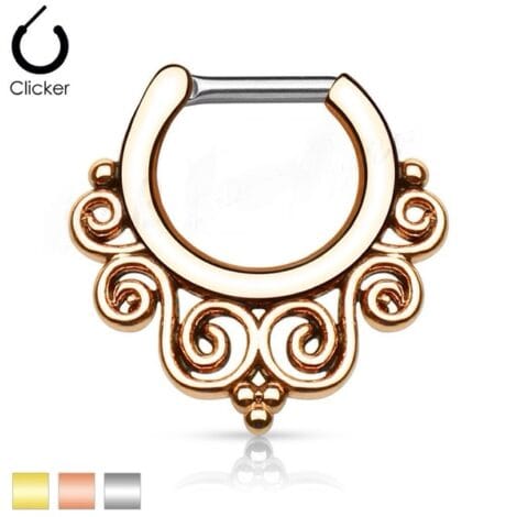 Septum Daith Clicker Hinged Tribal Flower Nose Ring