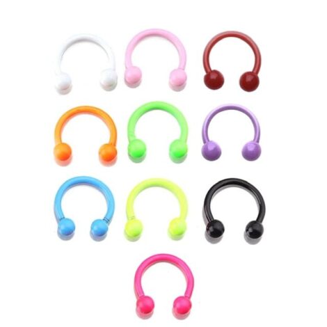 Candy Coloured Horseshoe Circular Barbell with Ball - Image 3