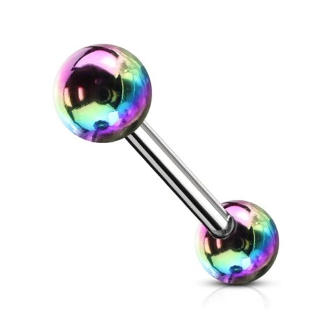 316L Steel Tongue Barbell with Metallic Coat Acrylic Ball - Image 3