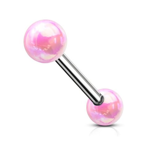 316L Steel Tongue Barbell with Metallic Coat Acrylic Ball - Image 8