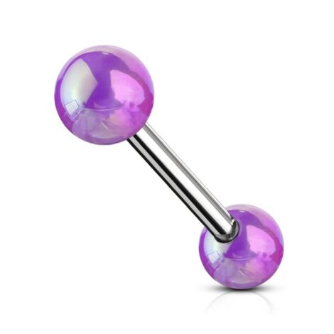 316L Steel Tongue Barbell with Metallic Coat Acrylic Ball - Image 9