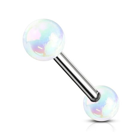 316L Steel Tongue Barbell with Metallic Coat Acrylic Ball - Image 6