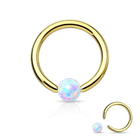 Opal Ball Captive Bead Ring With IP Titanium over 316L - Image 4