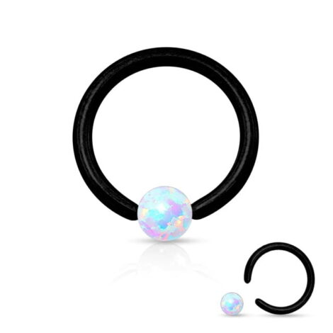 Opal Ball Captive Bead Ring With IP Titanium over 316L - Image 2