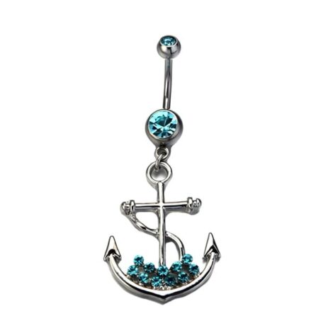 Crystal Dangling Anchor Navel Belly Ring - Image 3