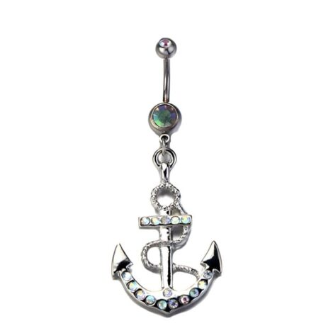 Crystal Dangling Anchor Navel Belly Ring - Image 2