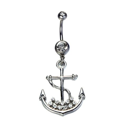 Crystal Dangling Anchor Navel Belly Ring - Image 4
