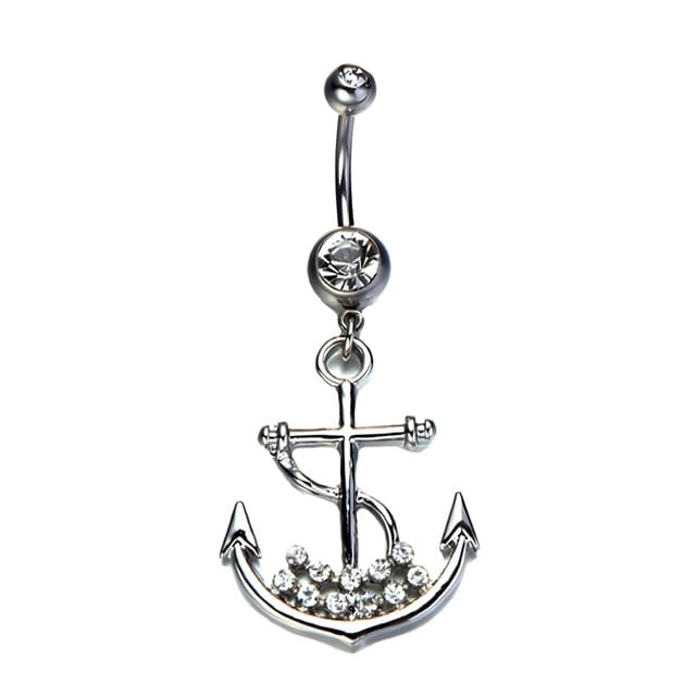 Crystal Dangling Anchor Navel Belly Ring