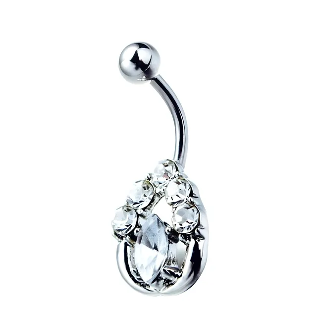 Marquise and Round CZ Teardrop Loop Belly Ring