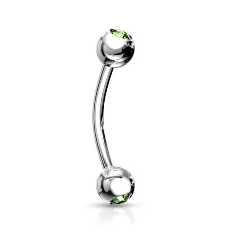 316L Steel Curved Barbell Rook Eyebrow w/ Press Fit Double Gem Balls - Image 6