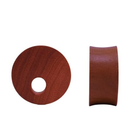 Brown Wood Plug Pairs with Hole, Double-Flare and Concave-Fit - Image 2