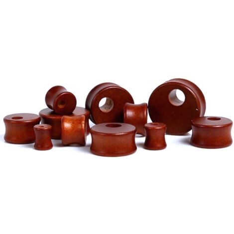 Brown Wood Plug Pairs with Hole, Double-Flare and Concave-Fit - Image 3