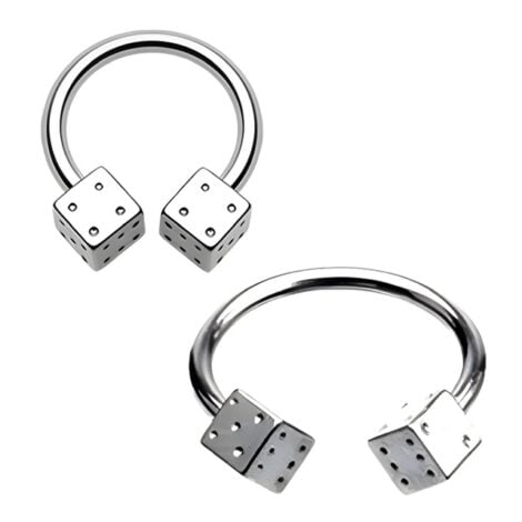 316L Surgical Steel Horseshoe Circular Barbell W/ Dice Ends