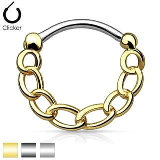Septum Clicker Round Hinged Chain Link Nose Ring