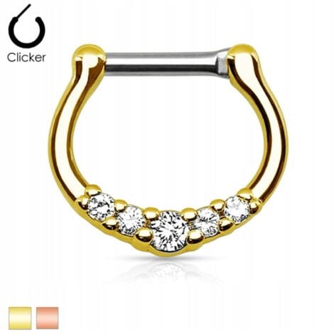 Septum Daith Clicker Petite Curved Gem Set Nose Ring