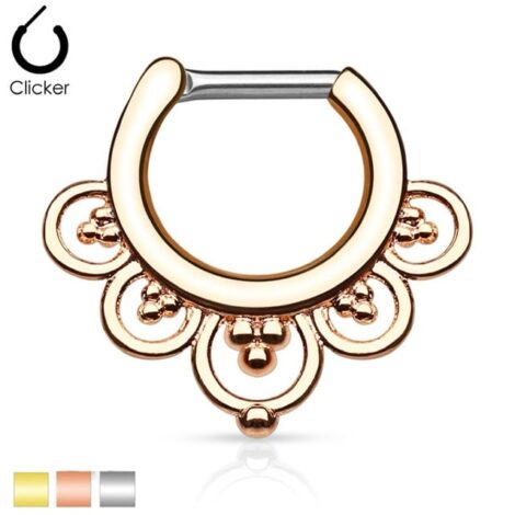 Septum Straight Clicker Beaded Flower Nose Ring 16G/14G - Image 5