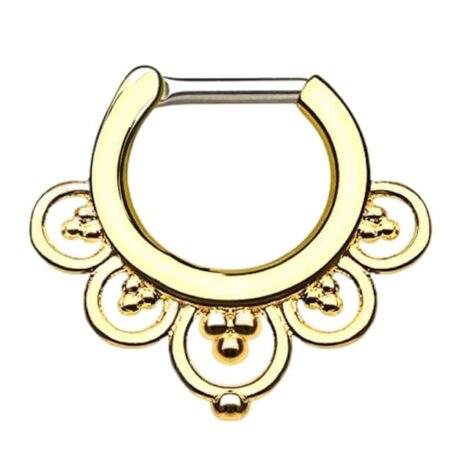 Septum Straight Clicker Beaded Flower Nose Ring 16G/14G - Image 4