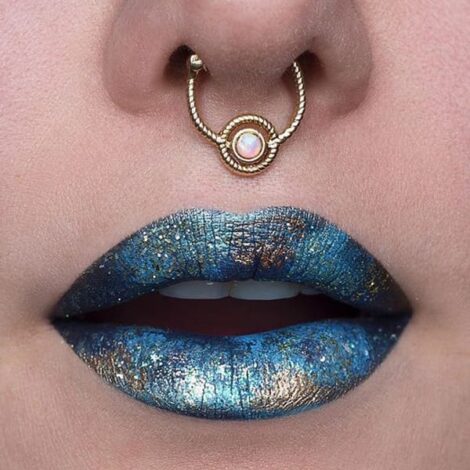 Septum Clicker Round Hinged Ring with Twisted Rope and Opal - Image 2