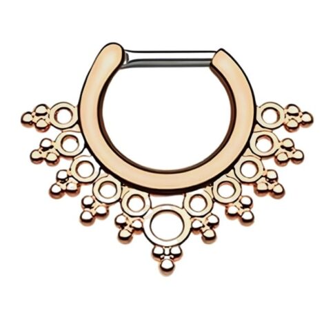 Septum Daith Clicker Hinged with Lacey Circles and Beading Nose Ring - Image 2