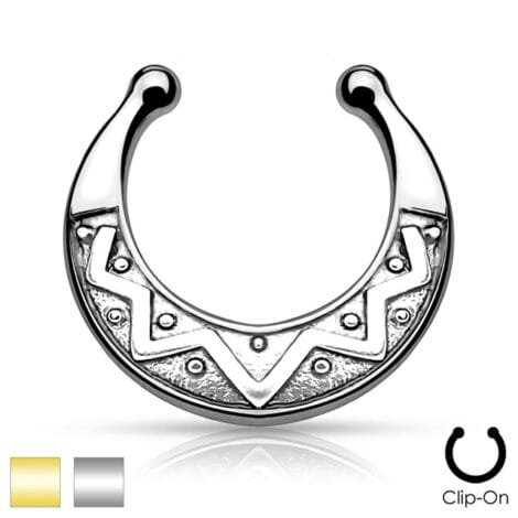 Septum Hanger Tribal Round Design Non Piercing Nose Ring