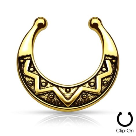 Septum Hanger Tribal Round Design Non Piercing Nose Ring - Image 2