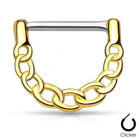 316L Steel Nipple Clicker with Linked Chain Design - Image 2